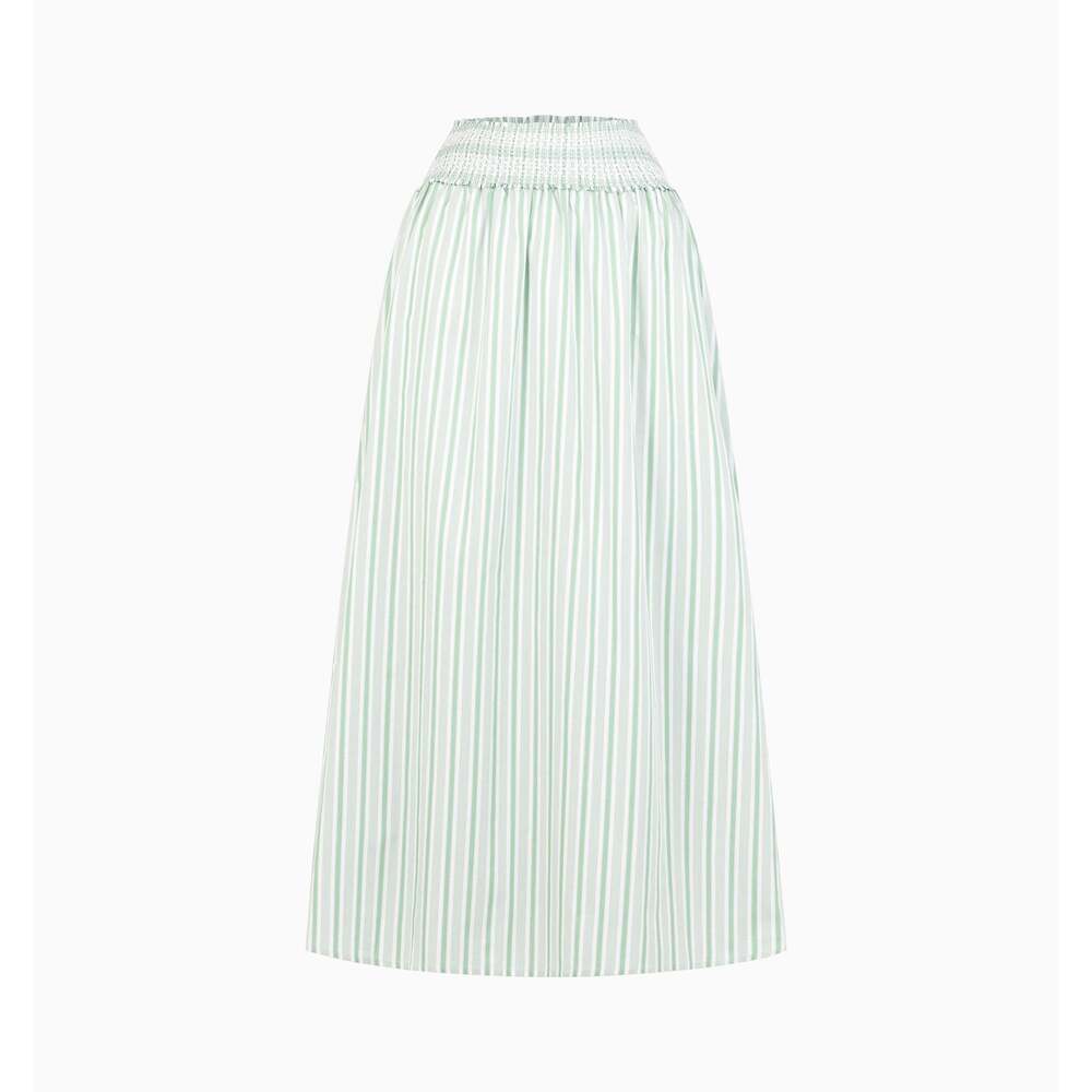 Hill House Mint and White Striped Midi Skirt